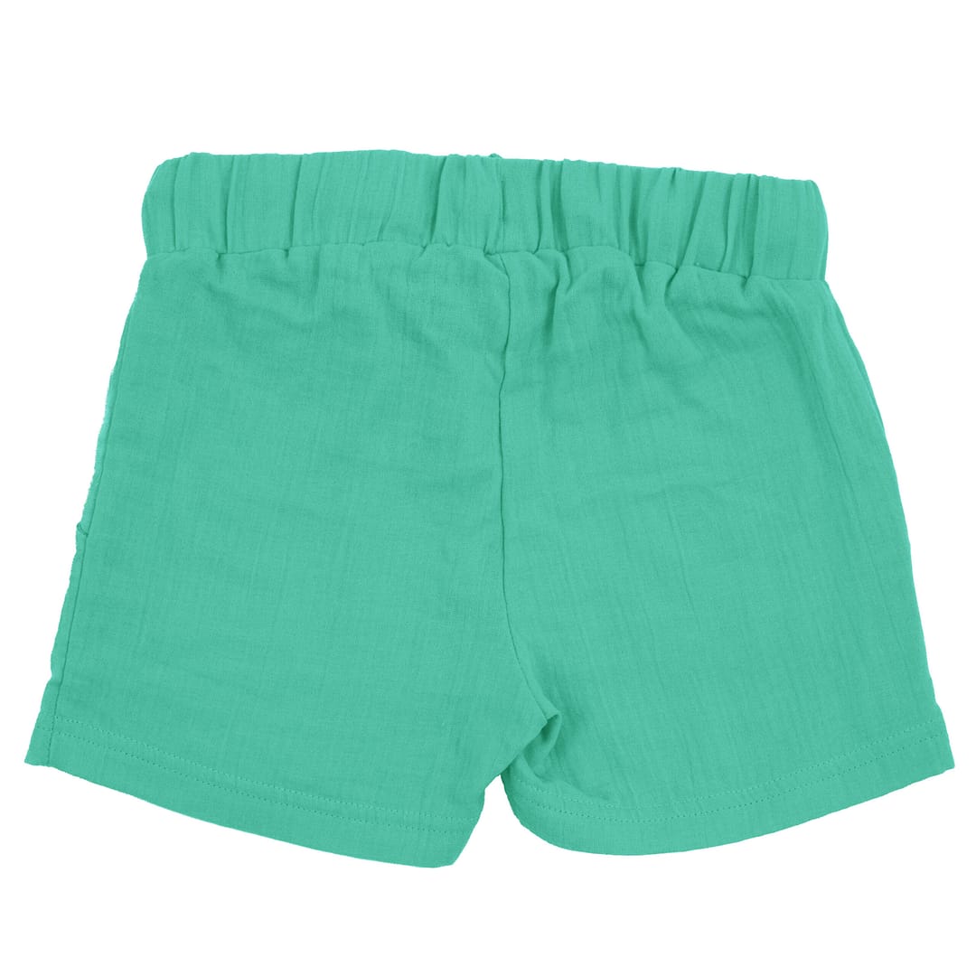 Maxomorra green muslin shorts in organic cotton - Image 4