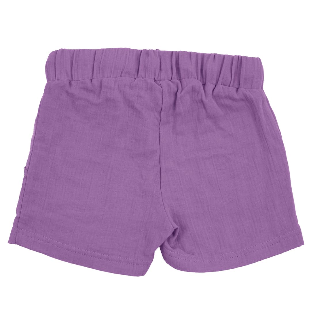 Maxomorra purple muslin shorts in organic cotton - Image 4