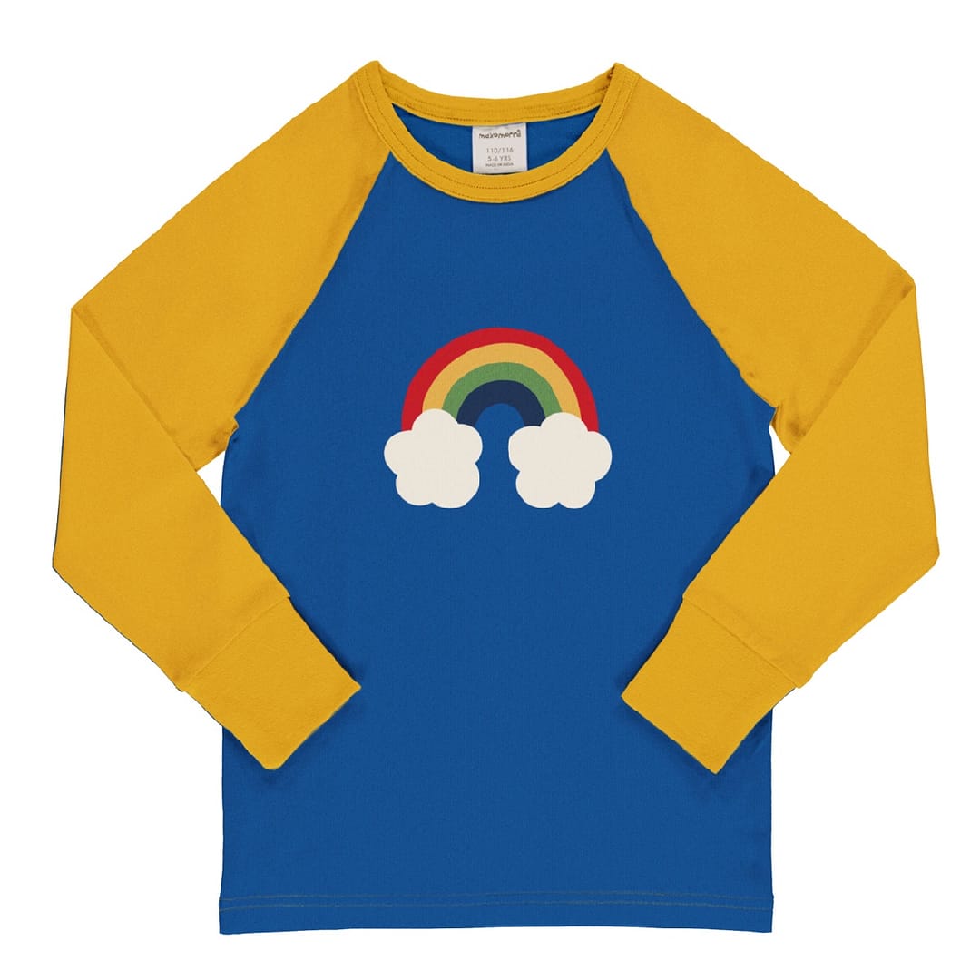 Rainbow on navy organic cotton top by Maxomorra Age 10-12 Size 146/152 1 Maxomorra navy rainbow top