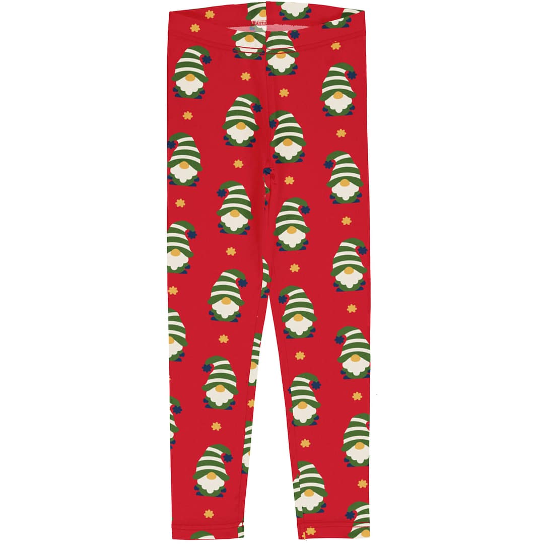 Maxomorra Swedish gonk leggings on red 1 Maxomorra red Swedish santa leggings