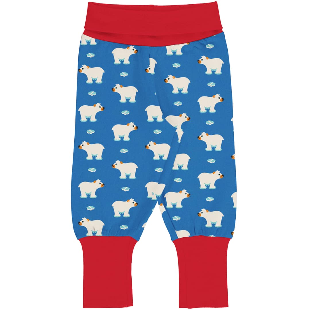 Maxomorra rib pants in ice bear print 1 Maxomorra polar bear waist pants