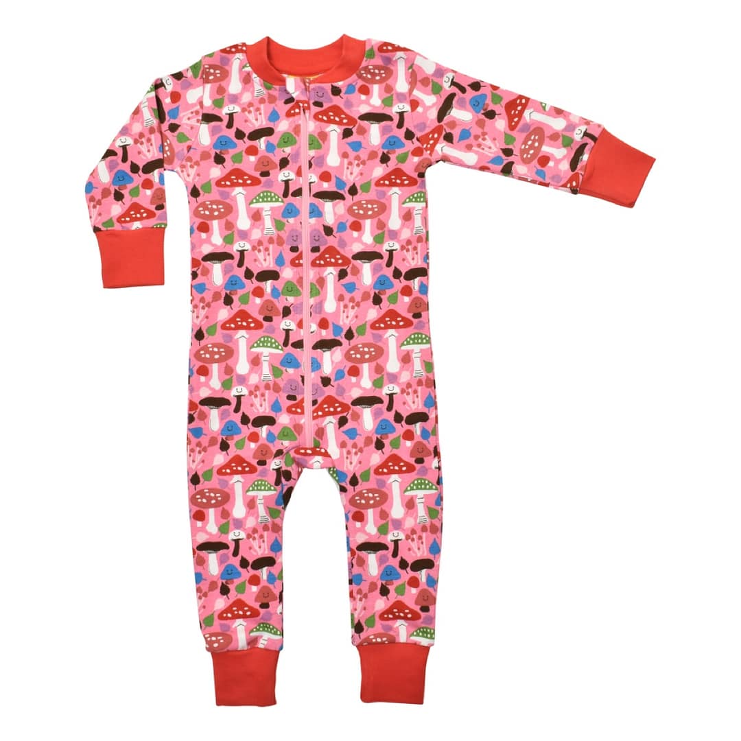 DUNS Sweden zipsuit pink mushroom DUNS Sweden mushroom sleepsuit