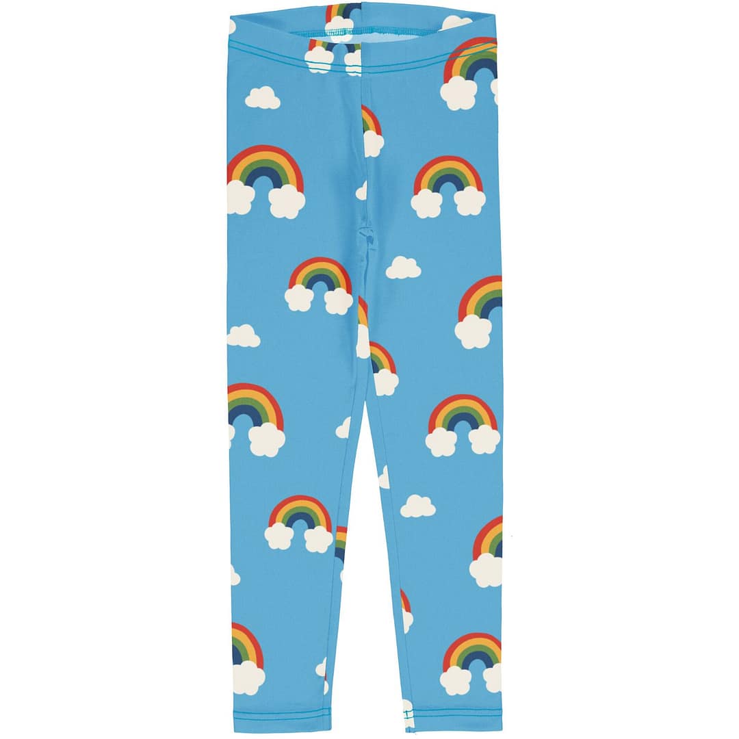 Maxomorra rainbow leggings on bright blue 1 Maxomorra rainbow leggings