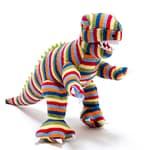Colourful stripes t-rex toy dino - knitted