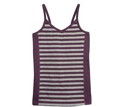 Stripey dark vest for girls in organic cotton - Living crafts clothes range
