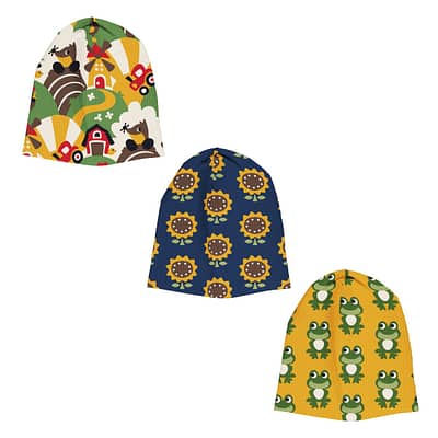 Maxomorra farm frog sunflower beanie hat