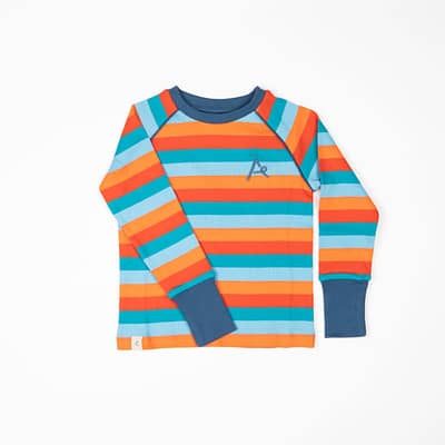 Alba of Denmark We Love Big Stripes Rib in Dragon fire and blue | Age 8-9