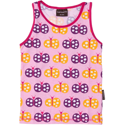 Purple and Yellow butterflies on a pink vest by Maxomorra - organic cotton girls underwear