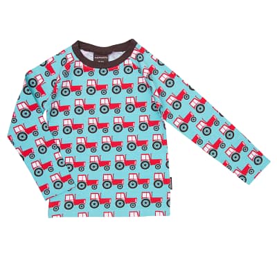 Bright tractors print for boys from Maxomorra