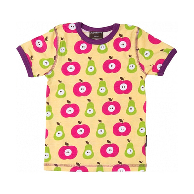 Maxomorra apple and pear Scandi fruit print t-shirt in organic cotton