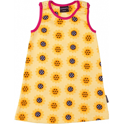 Summer baby dress in yellow sunflower print