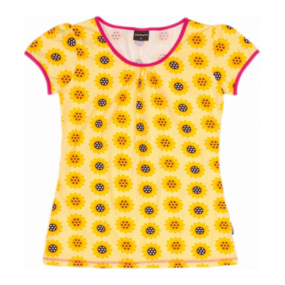 Organic cotton scandi print t-shirt sunflower print top by Maxomorra for women