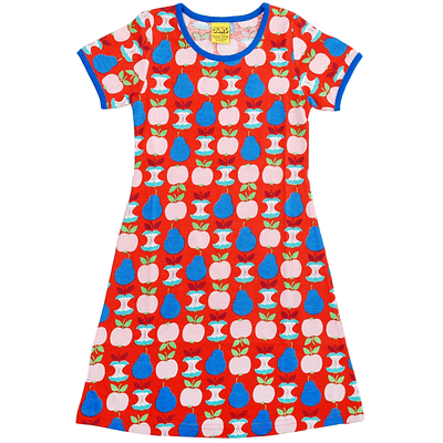 Red apples and pears dress by DUNS Sweden
