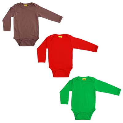 Plain red brown green organic baby vests