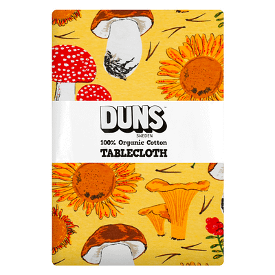 DUNS Sweden tablecloth sunflowers mushrooms yellow
