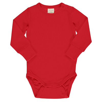 Maxomorra ruby red long sleeve vest in organic cotton