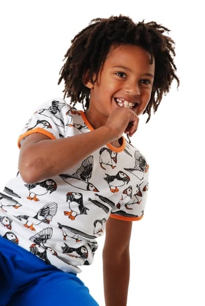 Unisex children's clothes organic cotton puffins t-shirt