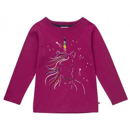 Rainbow unicorn tunic top by Piccalilly on organic cotton