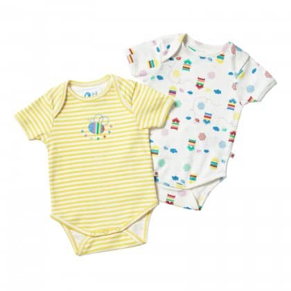 Beehive baby vest by Piccalilly in organic cotton (2 pack) 