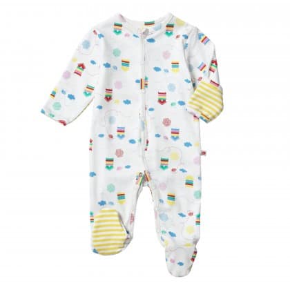 Beehive footed sleepsuit by Piccalilly in organic cotton