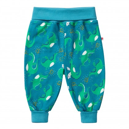 Magic dragon print pull up trousers by Piccalilly in organic cotton 1