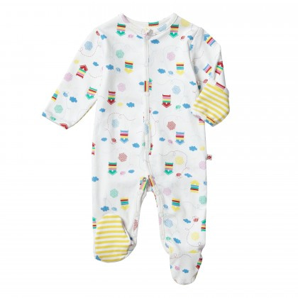 Beehive footed sleepsuit by Piccalilly in organic cotton 1