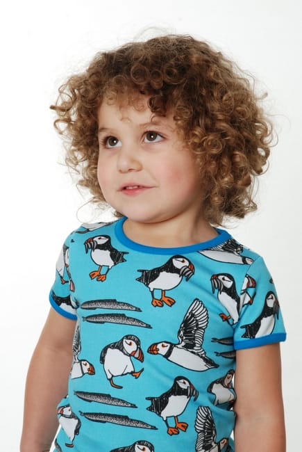Puffin t-shirt in blue by DUNS Sweden