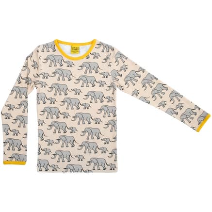 Organic cotton yellow elephants print top by DUNS Sweden