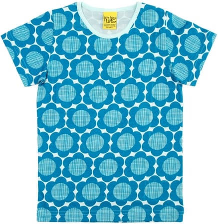 Bright flower power petrol blue t-shirt by More than a fling