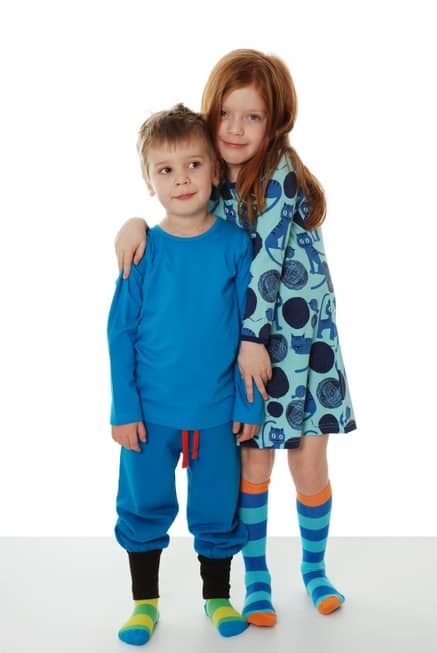 DUNS Sweden organic striped tights in turquoise and blue (18-24m) - Image 3