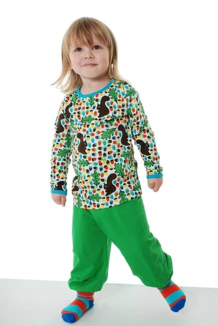 DUNS Sweden Squirrel and acorns on turquoise organic long sleeve top (98cm 2-3 years) - Image 5