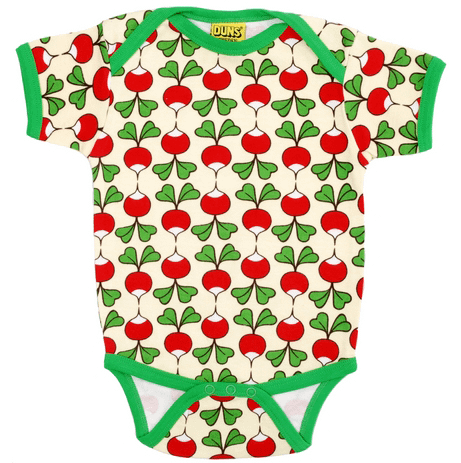 Radishes print summer baby vest in organic cotton by DUNS Sweden