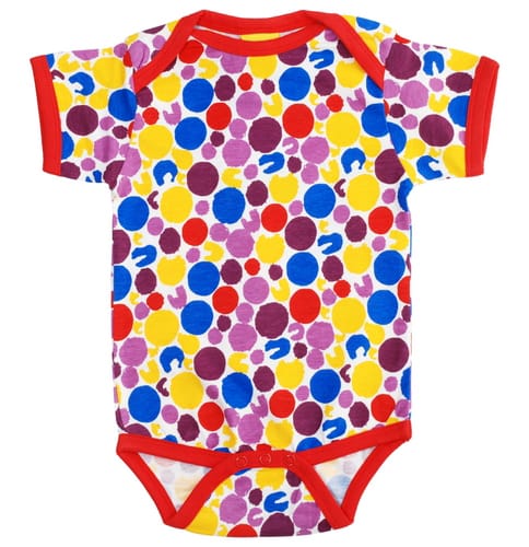 DUNS Sweden Dots print organic cotton short sleeve baby vest