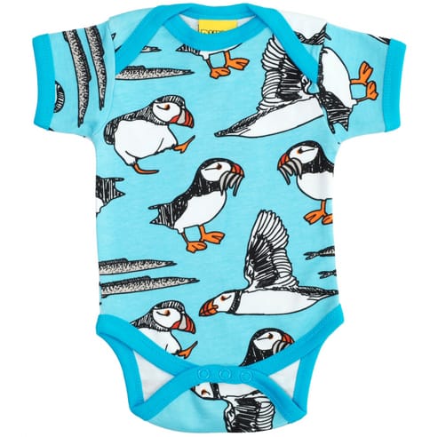 DUNS Sweden organic cotton puffins baby short sleeve vest