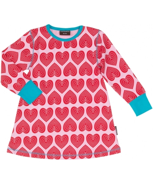 Pink heart top in Scandi print by Maxomorra - organic cotton children's clothes
