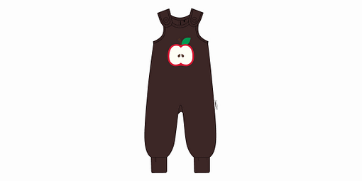 Apple playsuit dungarees by Maxomorra in organic velour (18-24m)