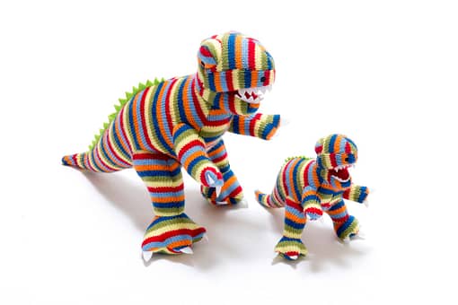 Best years t-rex knitted rattle - stripy