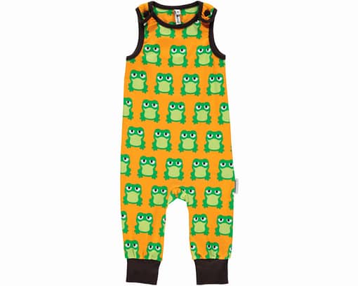 Frog playsuit dungarees by Maxomorra in organic cotton