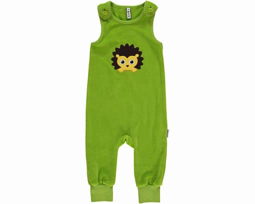 Hedgehog playsuit dungarees by Maxomorra in organic velour (6-9 months)