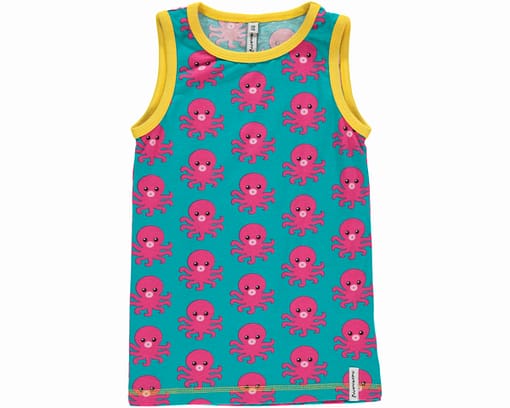 Octopus sleeveless organic vest by Maxomorra