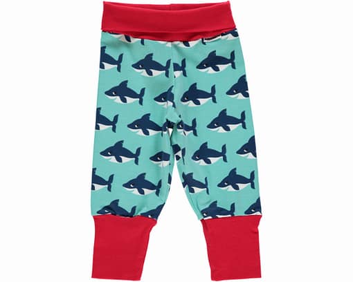 Shark print organic cotton baby trousers by Maxomorra (9-12m)