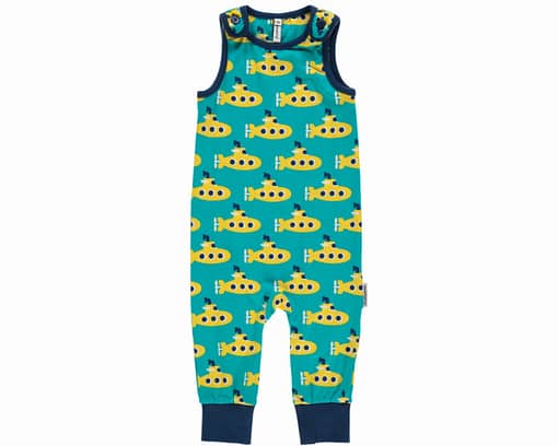 Yellow Submarine playsuit dungarees by Maxomorra in organic cotton (2-4m)