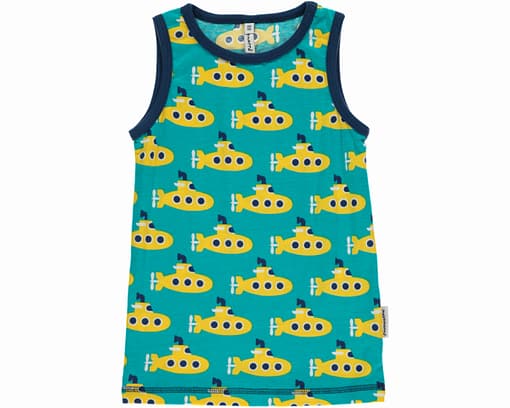 Yellow submarine vest in organic cotton by Maxomorra