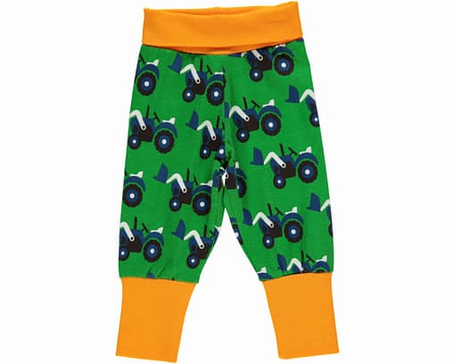 Organic baby trousers in Maxomorra tractors