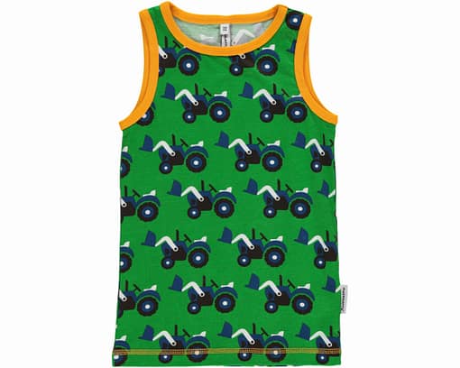 Maxomorra ~ tractor organic cotton sleeveless vest (Age 6-8)