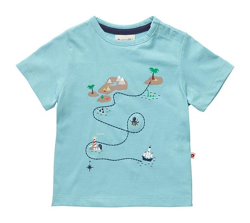 Treasure map t-shirt by Piccalilly in organic cotton