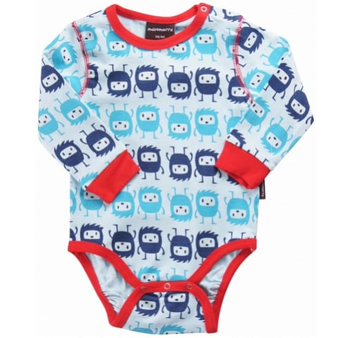 Organic cotton baby vest by Maxomorra - bright little monsters print