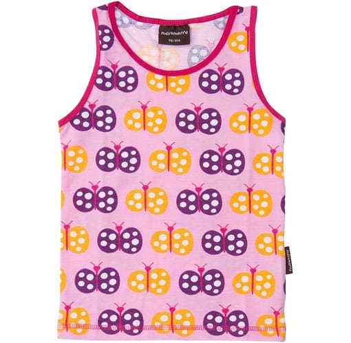 Purple and Yellow butterflies on a pink vest by Maxomorra - organic cotton girls underwear