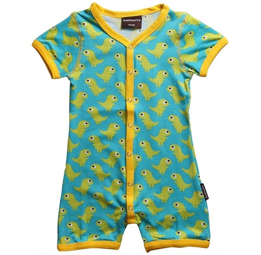 Organic cotton bright unisex dinosaur romper