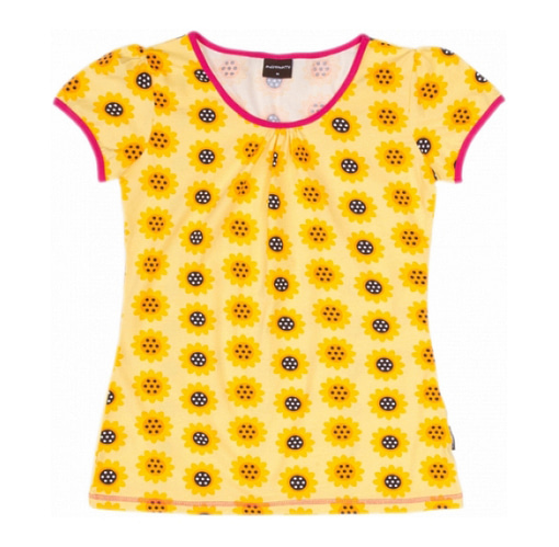 Organic cotton scandi print t-shirt sunflower print top by Maxomorra for women